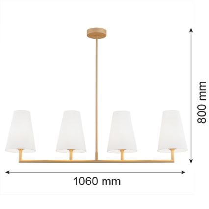 Argon 1828 - Pendelkrona SAFIANO 4xE27/15W/230V guld