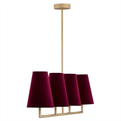 Argon 1829 - Pendelkrona SAFIANO 4xE27/15W/230V vinröd