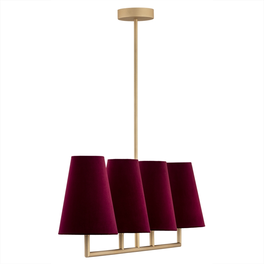 Argon 1829 - Pendelkrona SAFIANO 4xE27/15W/230V vinröd