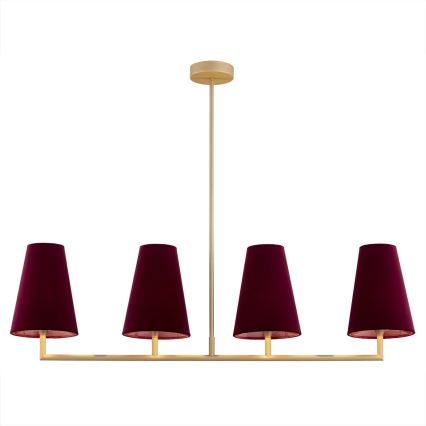Argon 1829 - Pendelkrona SAFIANO 4xE27/15W/230V vinröd