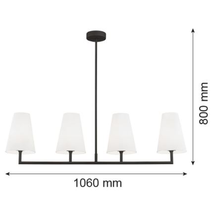 Argon 1831 - Pendelkrona SAFIANO 4xE27/15W/230V svart