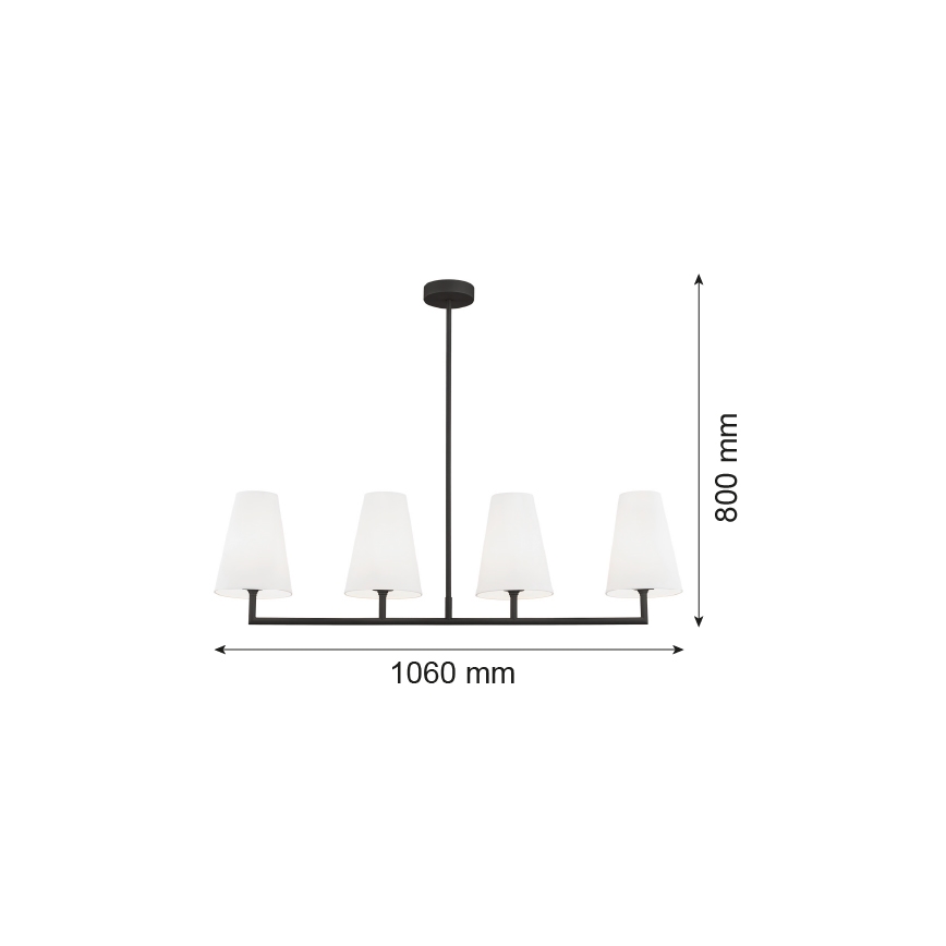 Argon 1831 - Pendelkrona SAFIANO 4xE27/15W/230V svart