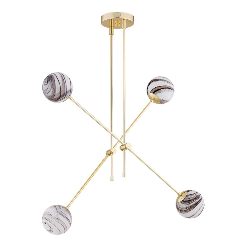 Argon 1840 - Pendelkrona ABSOS 4xE14/7W/230V alabaster guld