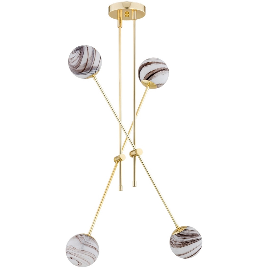 Argon 1840 - Pendelkrona ABSOS 4xE14/7W/230V alabaster guld
