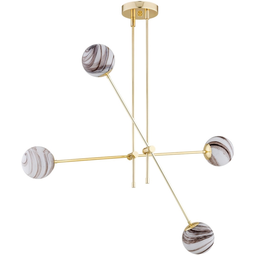Argon 1840 - Pendelkrona ABSOS 4xE14/7W/230V alabaster guld