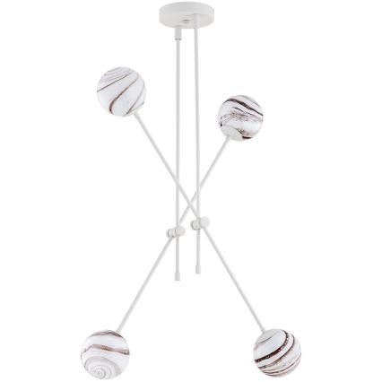 Argon 1841 - Pendelkrona ABSOS 4xE14/7W/230V alabaster vit