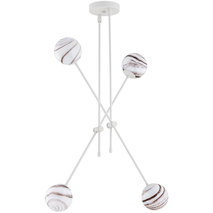 Argon 1841 - Pendelkrona ABSOS 4xE14/7W/230V alabaster vit