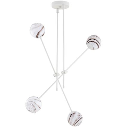 Argon 1841 - Pendelkrona ABSOS 4xE14/7W/230V alabaster vit