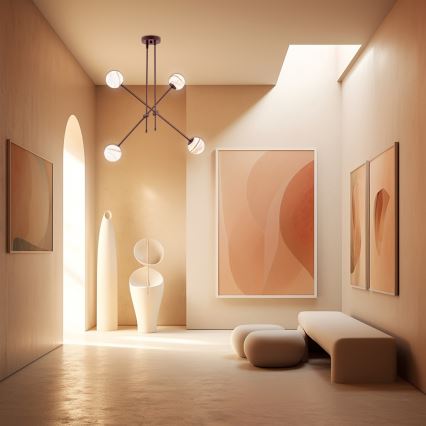 Argon 1842 - Pendelkrona ABSOS 4xE14/7W/230V alabaster brun