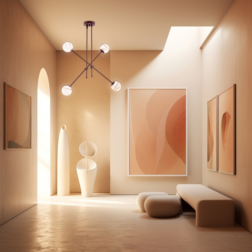 Argon 1842 - Pendelkrona ABSOS 4xE14/7W/230V alabaster brun