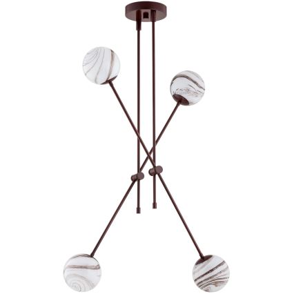 Argon 1842 - Pendelkrona ABSOS 4xE14/7W/230V alabaster brun