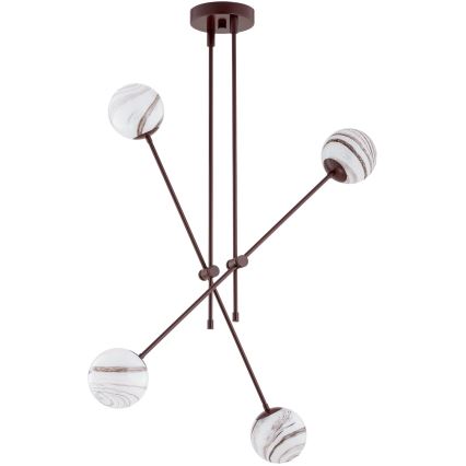 Argon 1842 - Pendelkrona ABSOS 4xE14/7W/230V alabaster brun
