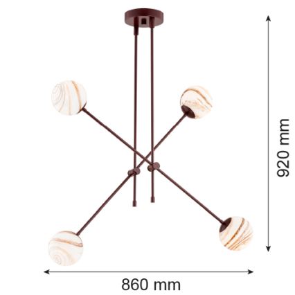 Argon 1842 - Pendelkrona ABSOS 4xE14/7W/230V alabaster brun