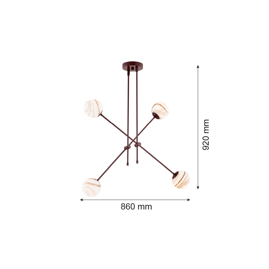 Argon 1842 - Pendelkrona ABSOS 4xE14/7W/230V alabaster brun