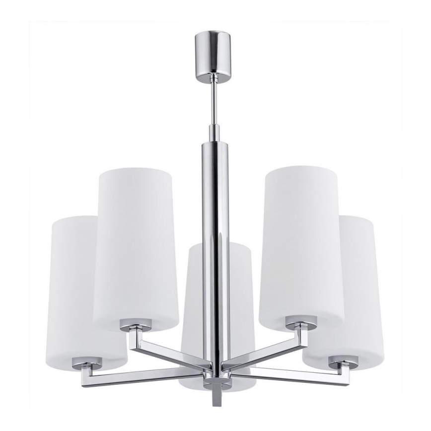 Argon 2053 - Pendelkrona CAMELOT 5xE27/15W/230V skinande krom