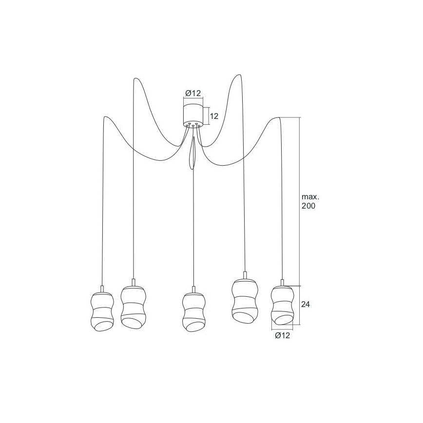 Argon 2073 - LED Ljuskrona med snöre GARDA 5xLED/5W/230V