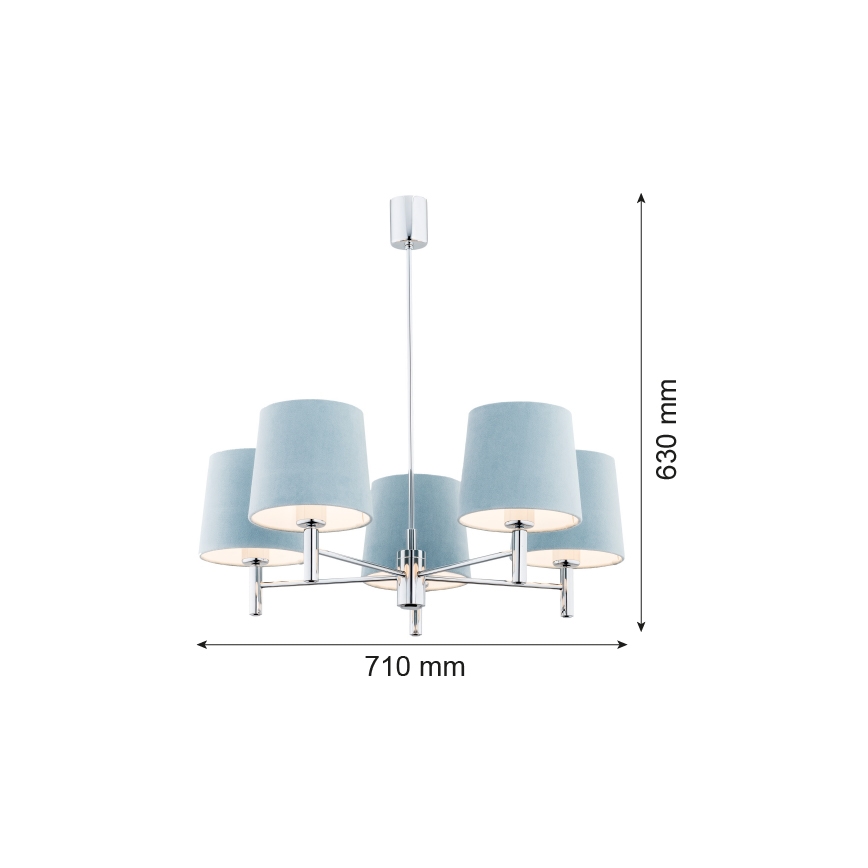 Argon 2076 - Pendelkrona BOLZANO 5xE27/15W/230V grå