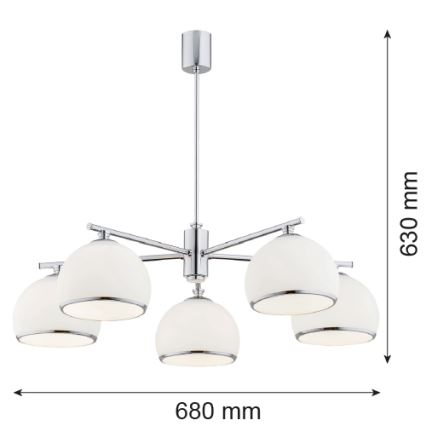 Argon 2087 - Pendelkrona MARBELLA 5xE27/15W/230V skinande krom