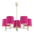 Argon 2089 - Pendelkrona PONTE 5xE27/15W/230V rosa/mässing