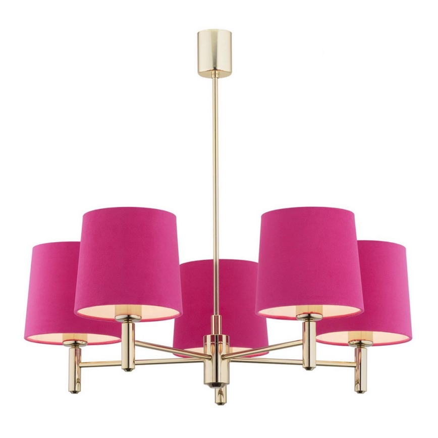 Argon 2089 - Pendelkrona PONTE 5xE27/15W/230V rosa/mässing