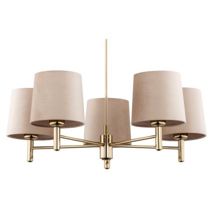 Argon 2105 - Upphängningsbar takkrona  PONTE 5xE27/15W/230V mässing /beige