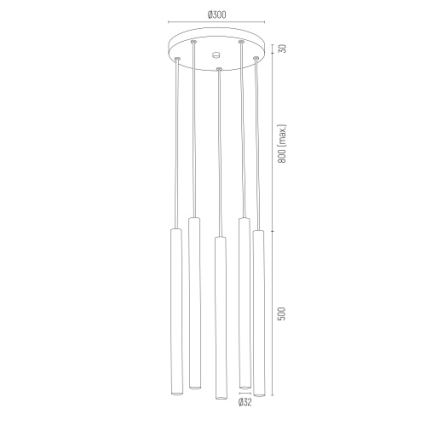 Argon 2109 - LED takkrona på ett snöre  SICILIA 5xLED/4,5W/230V