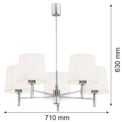 Argon 2110 - Upphängningsbar takkrona  BOLZANO 5xE27/15W/230V grädde