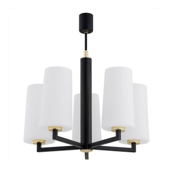 Argon 2114 - Pendelkrona CAMELOT PLUS 5xE27/15W/230V svart/vit/gyllene