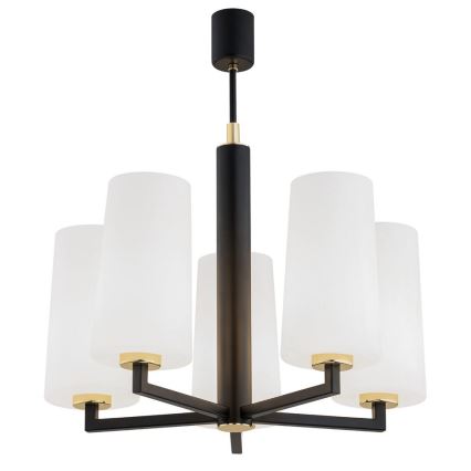 Argon 2114 - Pendelkrona CAMELOT PLUS 5xE27/15W/230V svart/vit/gyllene