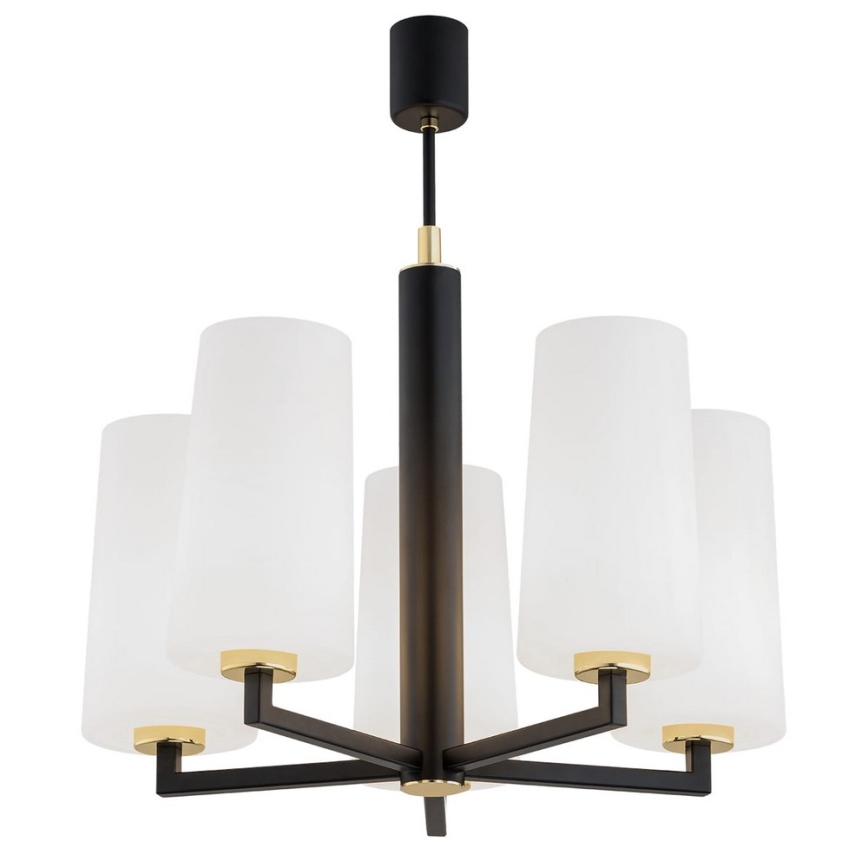 Argon 2114 - Pendelkrona CAMELOT PLUS 5xE27/15W/230V svart/vit/gyllene