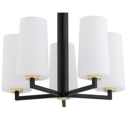 Argon 2114 - Pendelkrona CAMELOT PLUS 5xE27/15W/230V svart/vit/gyllene
