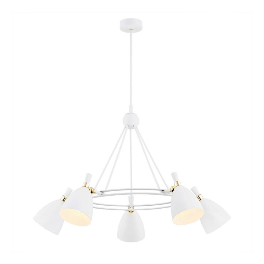Argon 2117 - Pendelkrona CHARLOTTE 5xE27/15W/230V vit/gyllene