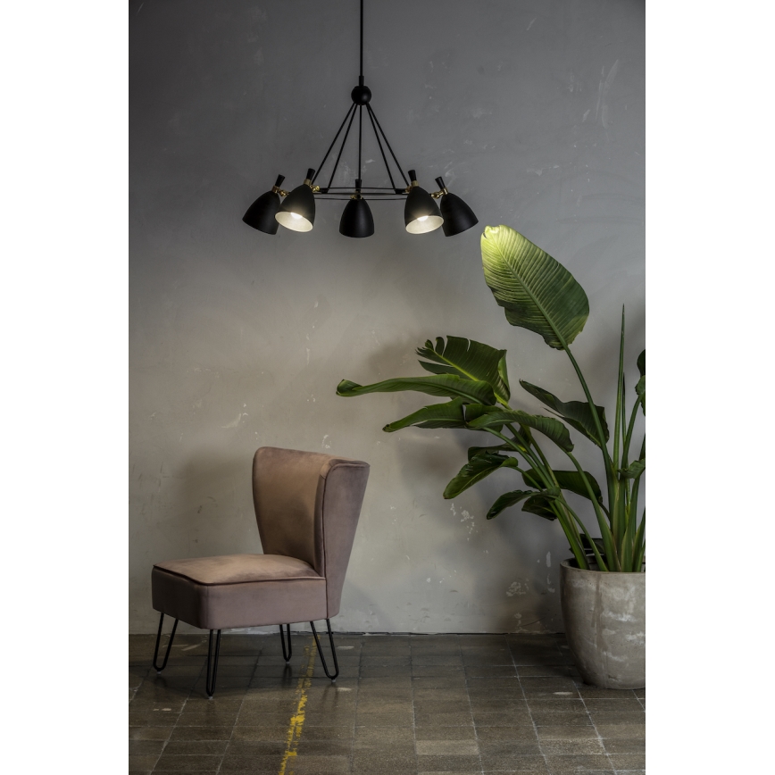 Argon 2117 - Pendelkrona CHARLOTTE 5xE27/15W/230V vit/gyllene