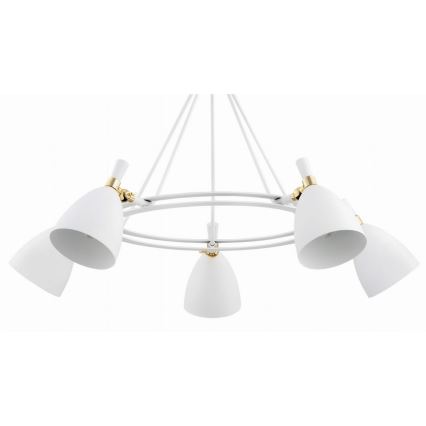 Argon 2117 - Pendelkrona CHARLOTTE 5xE27/15W/230V vit/gyllene