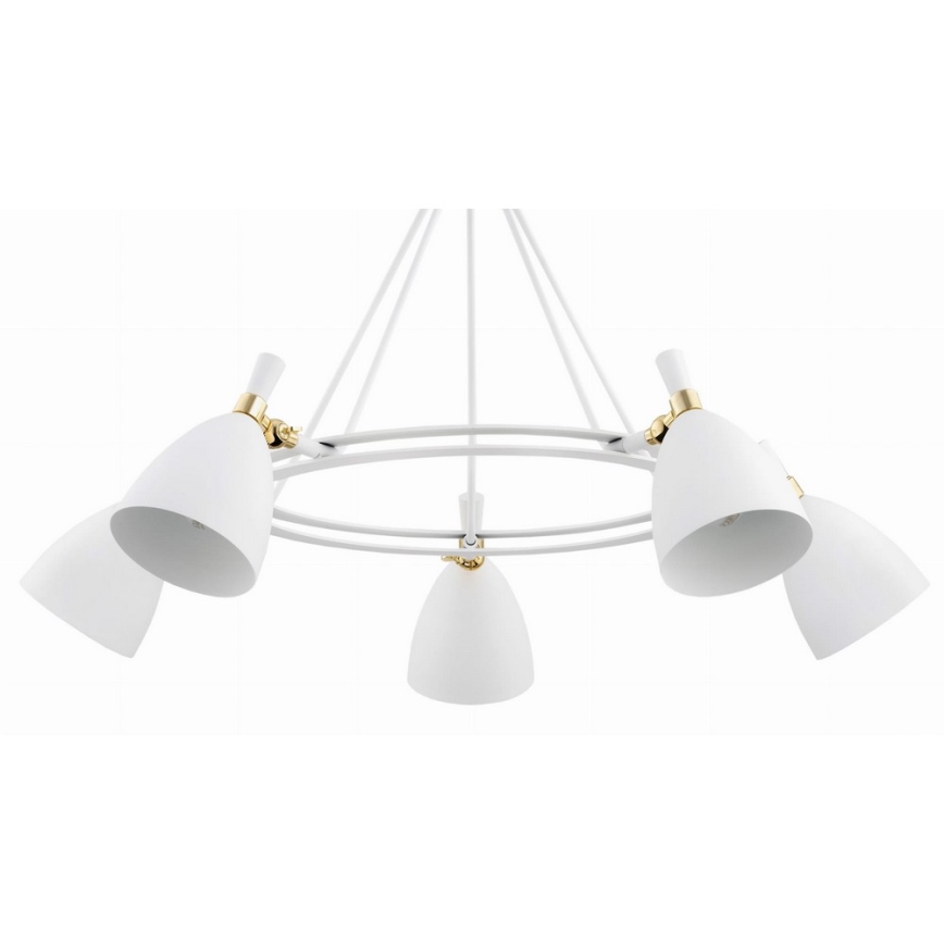 Argon 2117 - Pendelkrona CHARLOTTE 5xE27/15W/230V vit/gyllene