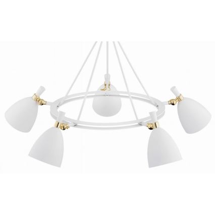 Argon 2117 - Pendelkrona CHARLOTTE 5xE27/15W/230V vit/gyllene