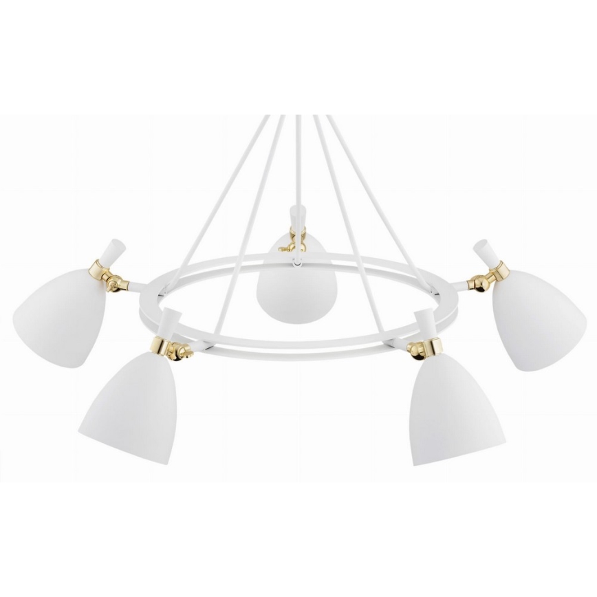 Argon 2117 - Pendelkrona CHARLOTTE 5xE27/15W/230V vit/gyllene