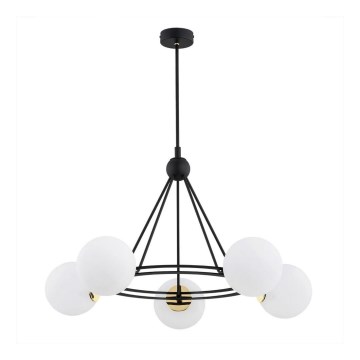 Argon 2119 - Pendelkrona AMALFI 5xE27/15W/230V svart/vit