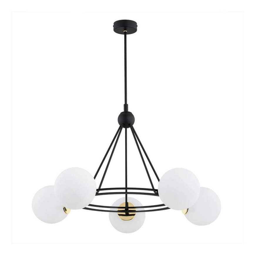 Argon 2119 - Pendelkrona AMALFI 5xE27/15W/230V svart/vit