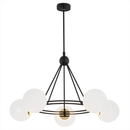 Argon 2119 - Pendelkrona AMALFI 5xE27/15W/230V svart/vit