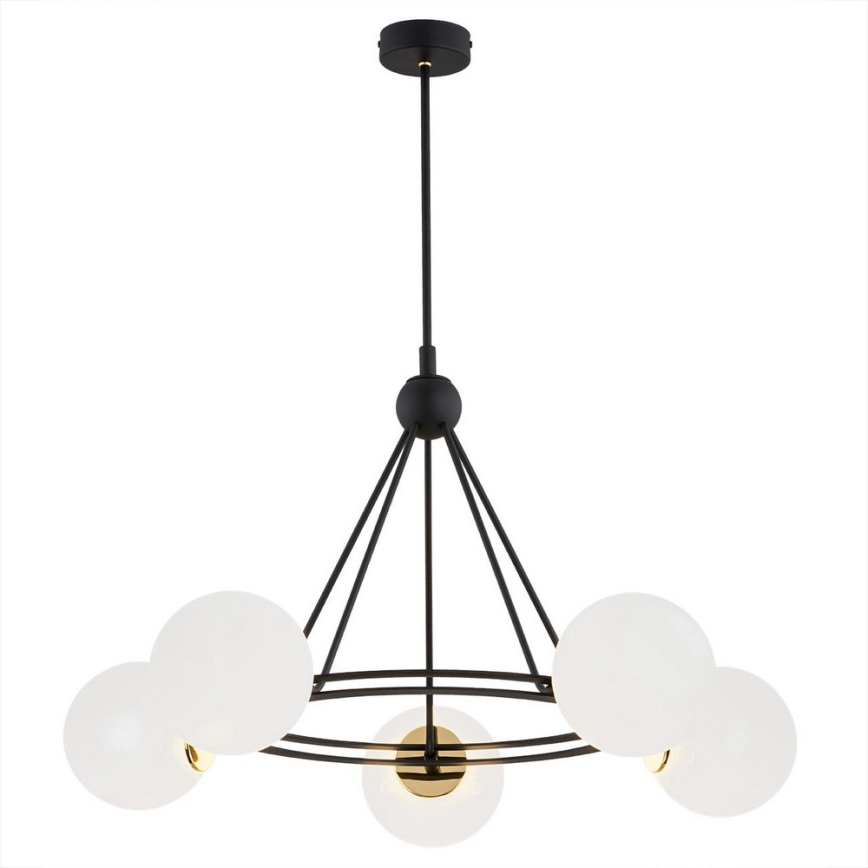Argon 2119 - Pendelkrona AMALFI 5xE27/15W/230V svart/vit