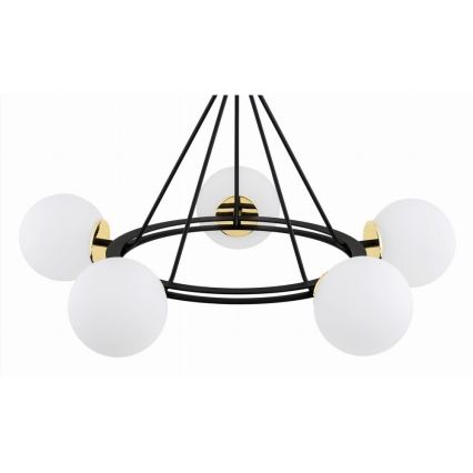 Argon 2119 - Pendelkrona AMALFI 5xE27/15W/230V svart/vit