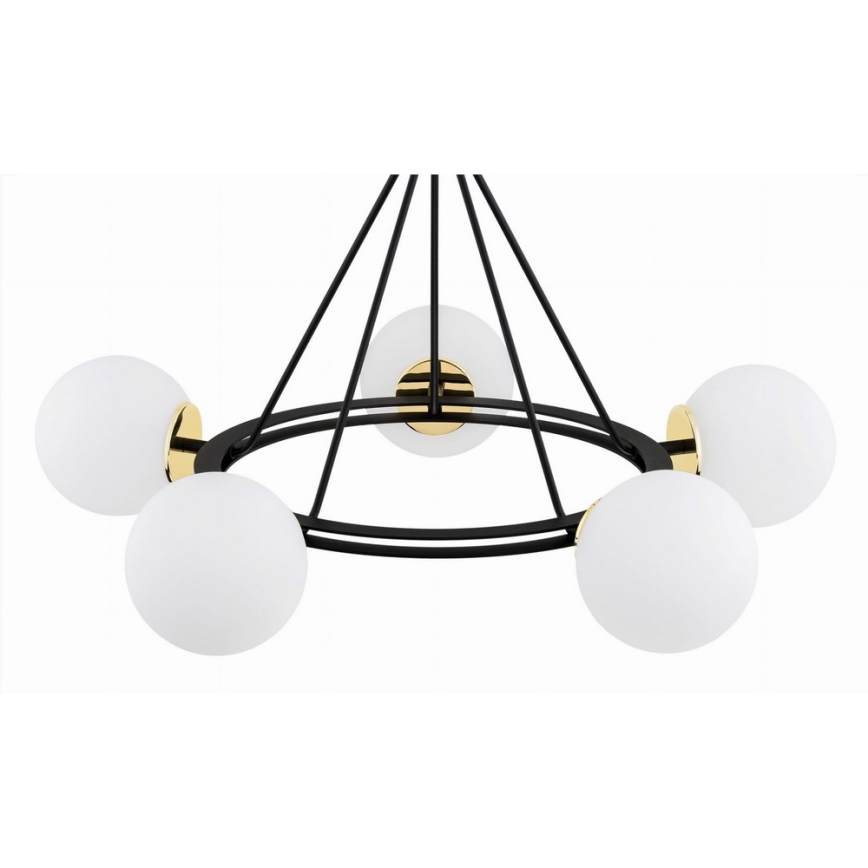 Argon 2119 - Pendelkrona AMALFI 5xE27/15W/230V svart/vit