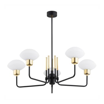 Argon 2128 - Pendelkrona RAVELLO 5xE14/15W/230V svart/guld