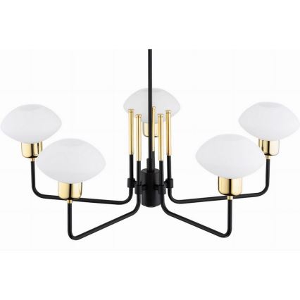 Argon 2128 - Pendelkrona RAVELLO 5xE14/15W/230V svart/guld