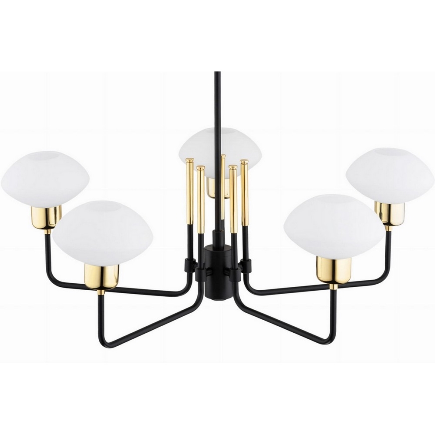 Argon 2128 - Pendelkrona RAVELLO 5xE14/15W/230V svart/guld