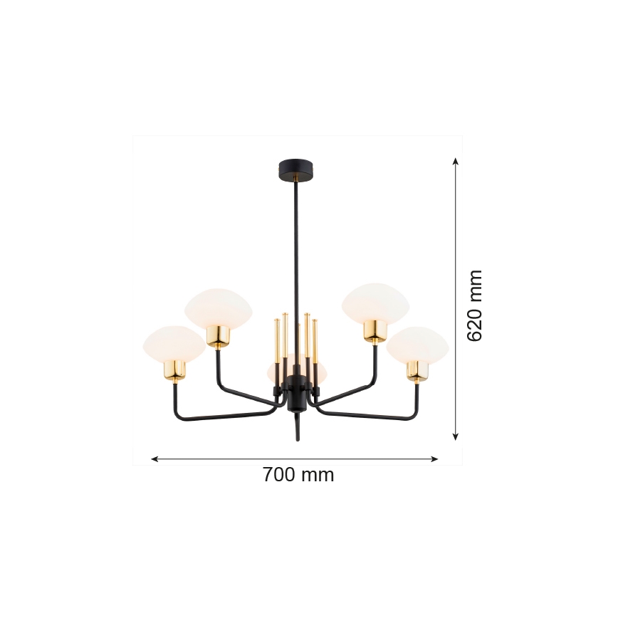 Argon 2128 - Pendelkrona RAVELLO 5xE14/15W/230V svart/guld