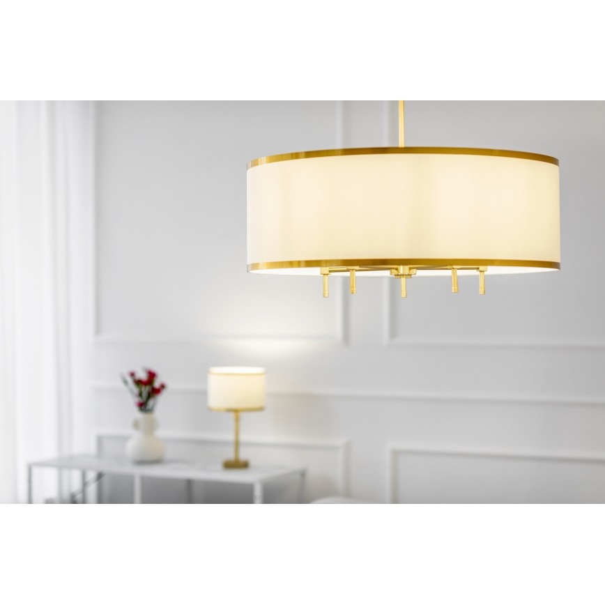 Argon 2132 - Pendelkrona ABBANO 5xE14/7W/230V mässing/vit