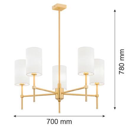 Argon 2134 - Pendelkrona ABRUZZO 5xE14/15W/230V mässing/vit