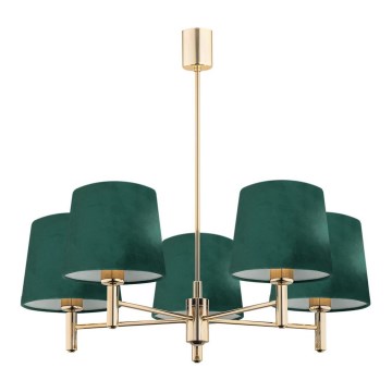 Argon 2145 - Pendelkrona PONTE 5xE27/15W/230V grön/mässing